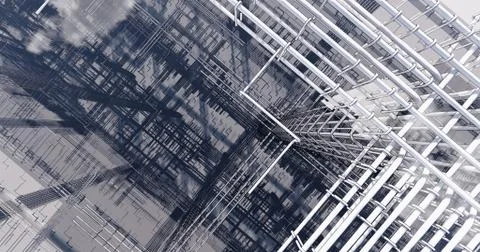 3D BIM model of reinforcement framework of the building Ilustración de archivo