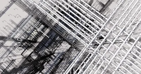 3D BIM model of reinforcement framework of the building Ilustración de archivo