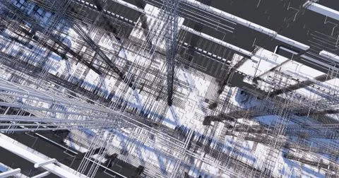 3D BIM model of reinforcement framework of the building Ilustración de archivo