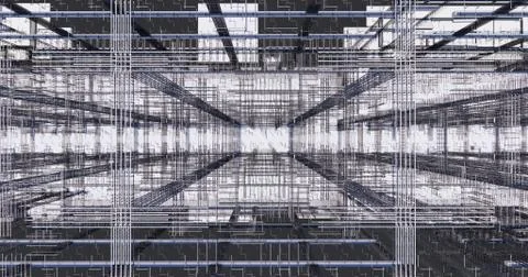 3D BIM model of reinforcement framework of the building Stock Illustration