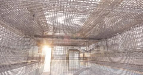 3D BIM model of reinforcement framework of the building Illustrazione stock