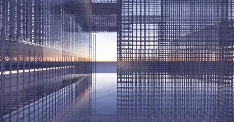 3D BIM model of reinforcement framework of the building Stock Illustration