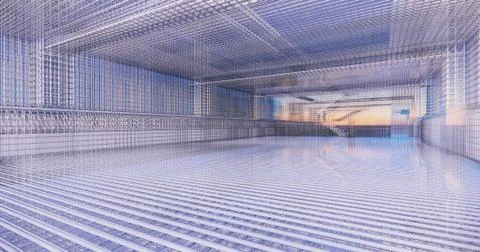 3D BIM model of reinforcement framework of the building Ilustración de archivo