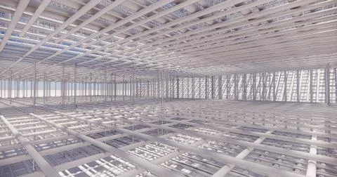 3D BIM model of reinforcement framework of the building Ilustración de archivo