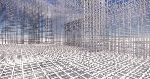 3D BIM model of reinforcement framework of the building Ilustración de archivo