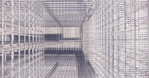 3D BIM model of reinforcement framework of the building Ilustración de archivo