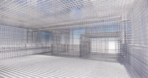 3D BIM model of reinforcement framework of the building Ilustración de archivo