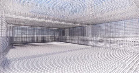 3D BIM model of reinforcement framework of the building Illustrazione stock