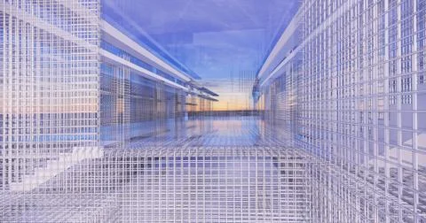 3D BIM model of reinforcement framework of the building Ilustración de archivo