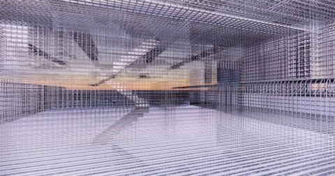 3D BIM model of reinforcement framework of the building Ilustración de archivo