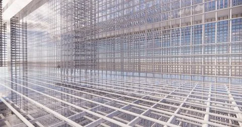 3D BIM model of reinforcement framework of the building Illustrazione stock