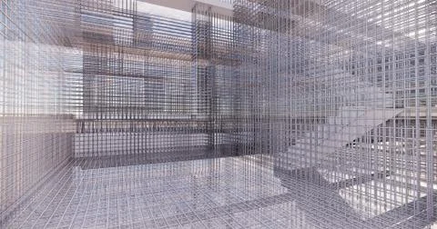 3D BIM model of reinforcement framework of the building Stock Illustration