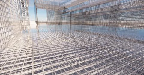 3D BIM model of reinforcement framework of the building Ilustración de archivo