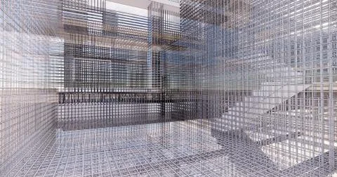 3D BIM model of reinforcement framework of the building Stock Illustration