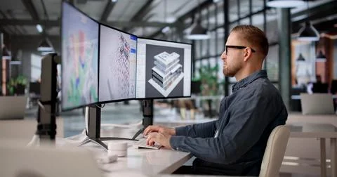 3D BIM Software Displaying HVAC Systems For Sustainable Building Design And S Fotos de archivo