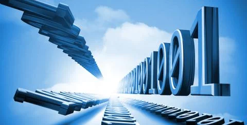 3d binary code in the blue sky Stock Illustration