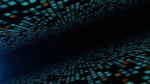3D binary code digital tunnel with glowing blue and orange numbers, perfect. Vidéo 337862222