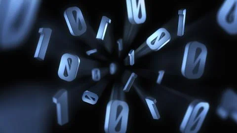 3D Binary Code Exploding Towards the Camera Stock Illustration