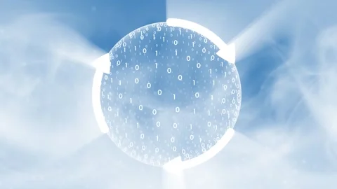 3d binary data sphere with rotation arrows animation Stock Footage 337190052