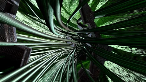 3d Binary Deep green tunnel flight Stock Footage 52146938