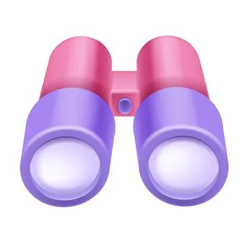 3D binocular icon, vector curiosity magnifying glasses, future vision Stock Illustration