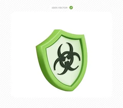 3d biohazard shield symbol warning sign for protection and safety measures 스톡 일러스트