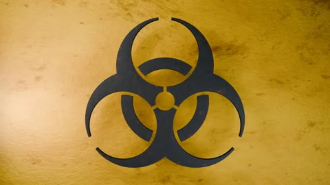 3D Biohazard Symbol on Yellow Warning Panel Stock-Footage 340922963