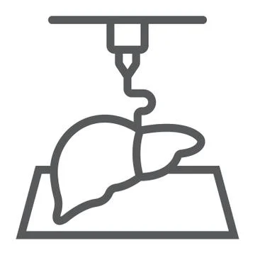 3D bioprinting line icon, technology and medicine, medical printer sign, vector Illustrazione stock