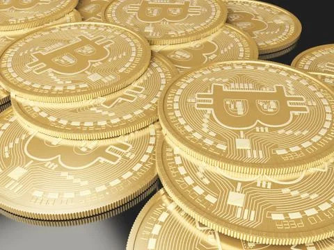 3d Bitcoin coins. Cryptocurrency concept. イラスト素材