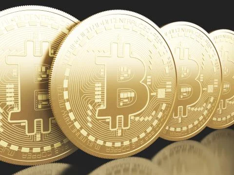 3d Bitcoin coins. Cryptocurrency concept. Stock Illustration