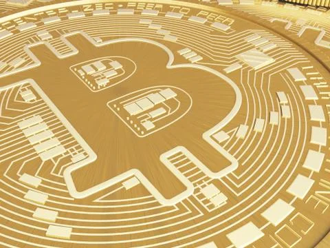 3d Bitcoin coins. Cryptocurrency concept. Illustrazione stock