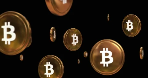 3D Bitcoin crypto coin animation flying. Gold BTC mining digital money animation Stock Footage 161513309