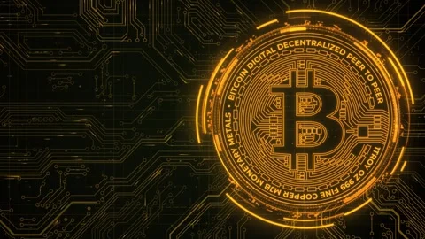 3D Bitcoin Cryptocurrency on Computer Motherboard Stock Footage 296043110