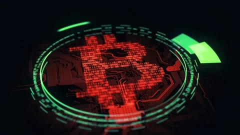 3D Bitcoin Cryptocurrency on Computer Motherboard Stock Footage 296043281