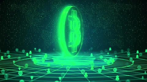3D Bitcoin Cryptocurrency on Computer Motherboard Stock Footage 296043803