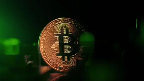 3D Bitcoin Cryptocurrency on Computer Motherboard Stock Footage 296043844