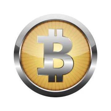 3d Bitcoin currency button. Vector illustration. Stock Illustration