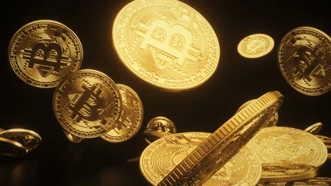 3D Bitcoin Gold Falling Animation Stock Footage 238516756