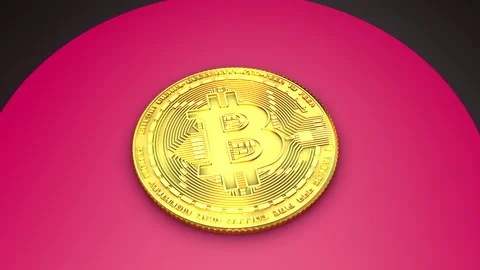 3D Bitcoin On A Red Surface Video stock 275348399
