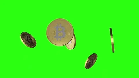3D Bitcoin Spinning Green Screen Background Stock-Footage 303380805
