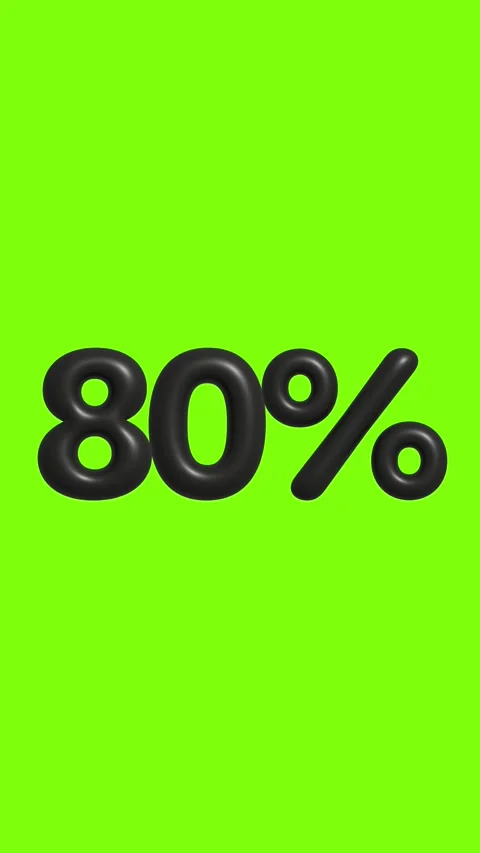 3D black 80% text with bouncing effect on green background Stock Footage 321222791