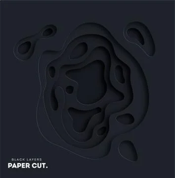 3D black abstract background with white paper cut shapes. Choose your color Stock Illustration
