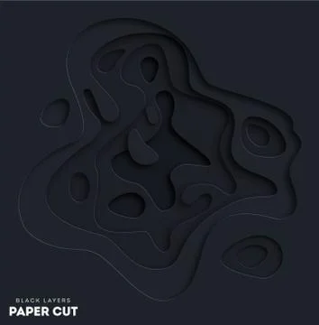 3D black abstract background with white paper cut shapes. Choose your color Stock Illustration
