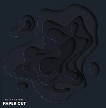 3D black abstract background with white paper cut shapes. Choose your color Stock Illustration