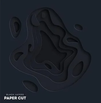 3D black abstract background with white paper cut shapes. Choose your color Stock Illustration