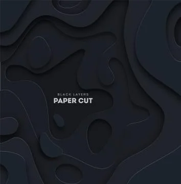 3D black abstract background with white paper cut shapes. Vector design layout Stock Illustration