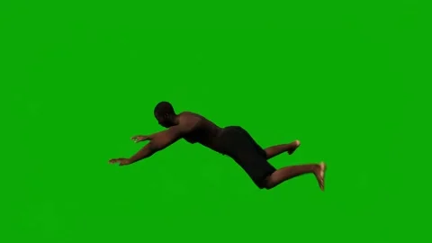 3d black african man on beach holiday trip on green screen having fun swimming w Vidéo 237686019
