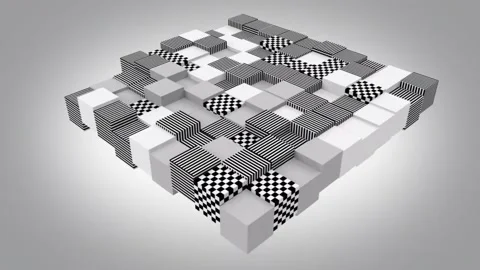 3D-black-and-white-patterns Stock Footage 313976487