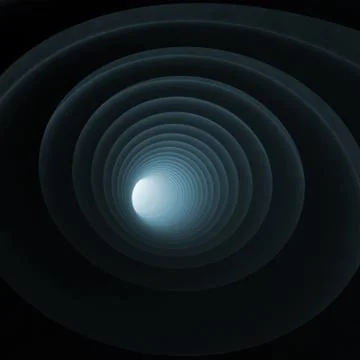 3d black bent vortex tunnel interior Illustrazione stock