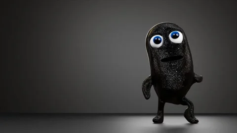 3D black cartoon character dancing Stock Footage 258594935